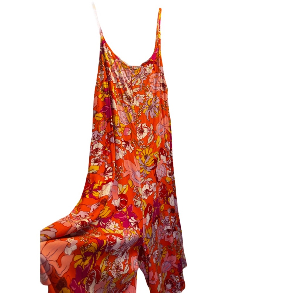 My Street Floral Maxi Vacation Dress in Red and Pink L